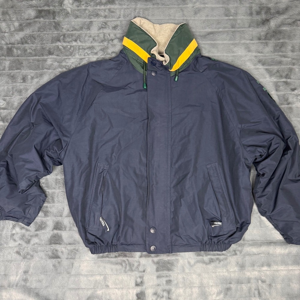 Nautica Sport Vintage Navy Blue Fleece Lined Sailing Jacket Mens XL 90s Bomber